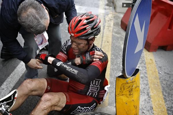Brent Bookwalter (BMC) also hit the deck.
