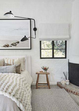 Neutral guest bedroom with natural materials
