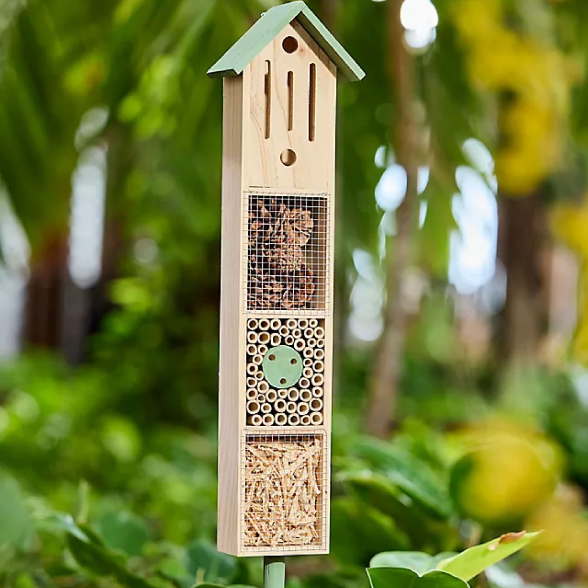 Bug hotel plant stake