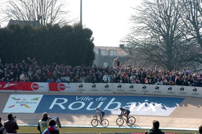 Fabian Cancellara and Sep Vanmarcke arrived on the Roubaix velodrome together