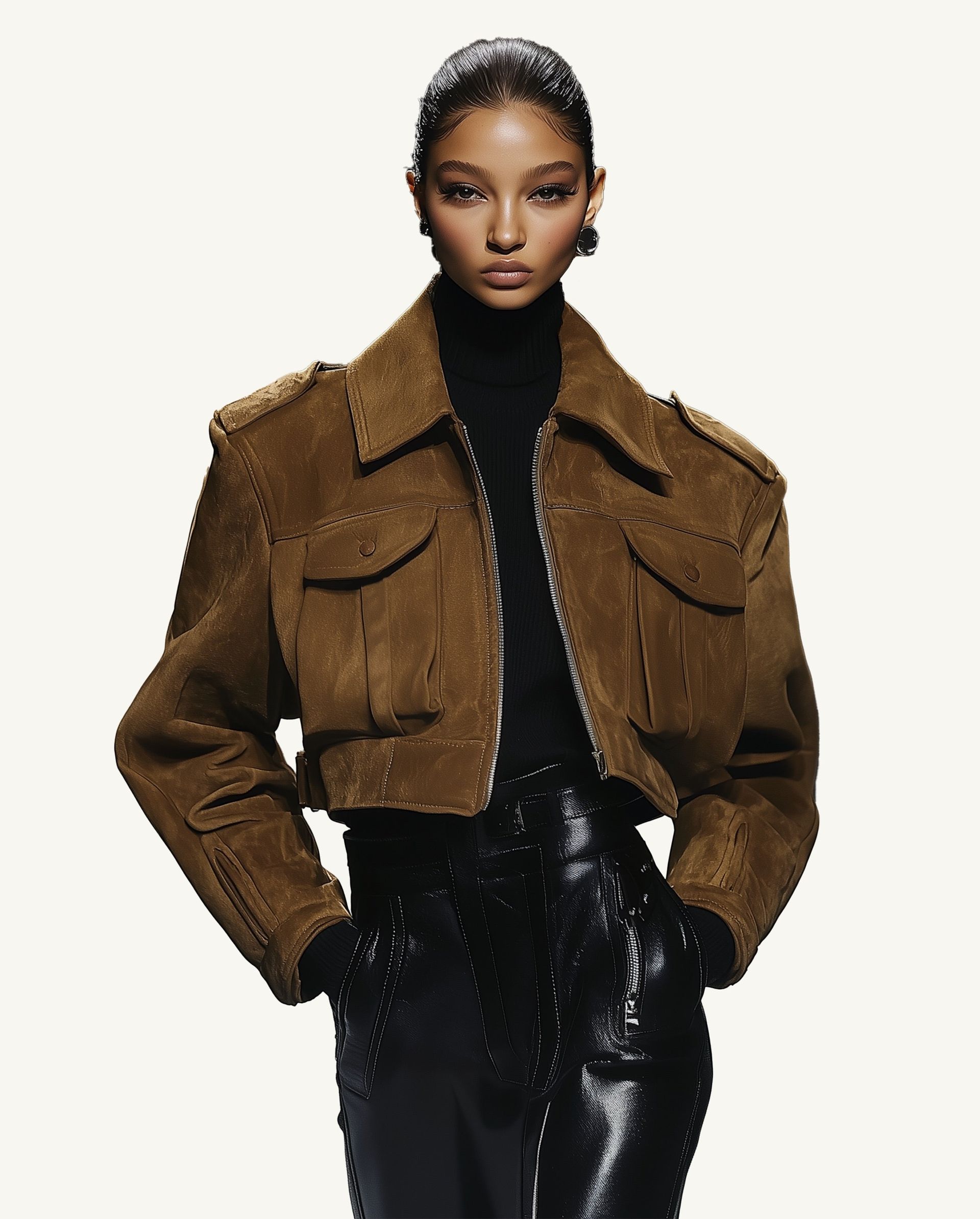 Adeline Faux Suede Jacket - Brown