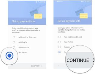 Tap no thanks, then tap continue
