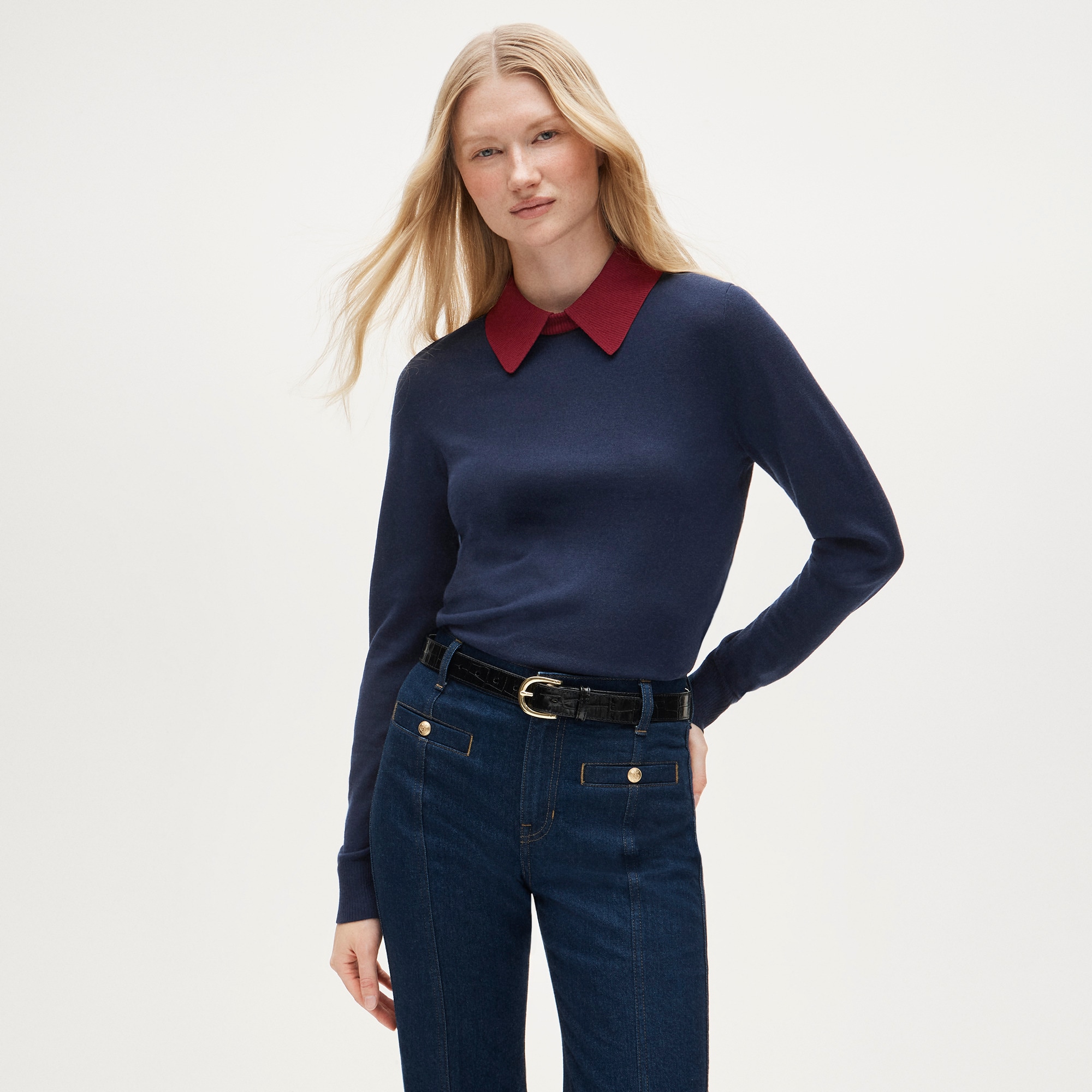 Carolyn Collared Sweater in Merino Wool
