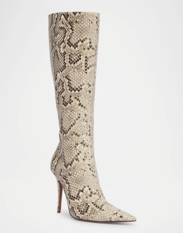 Amina Muaddi Barbara Snake-Embossed Stiletto Boots