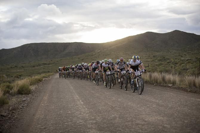 The Lead bunch during stage 3 of the Cape Epic
