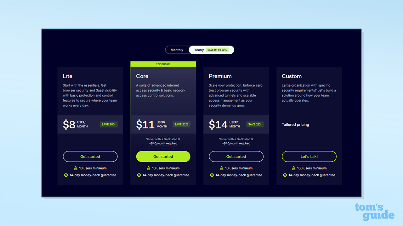 Screenshot of NordBrowser pricing