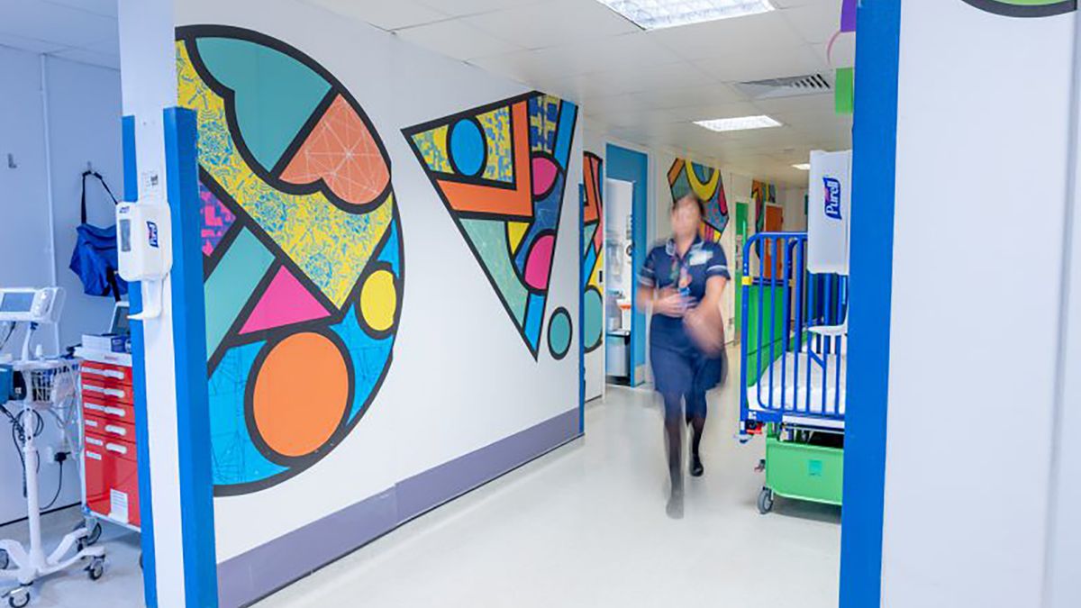 Hospital walls decorated with art by Supermundane