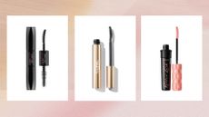 Collage of three of the best mascaras for straight lashes featured in this guide from Huda Beauty, Iconic London and Benefit