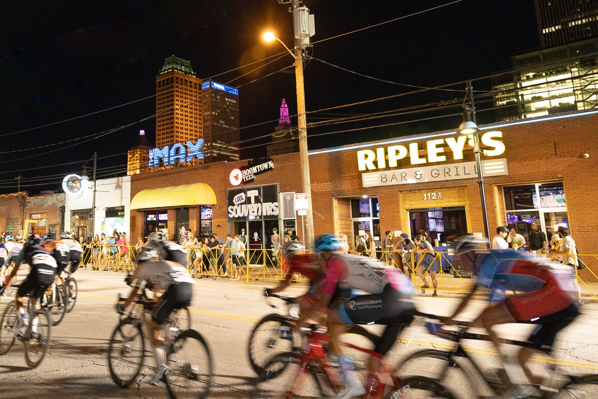 The men's race stretched past twilight into the dark.
