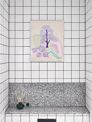 white tile bathroom