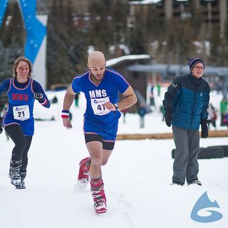 winter teva mountain games snow boot race