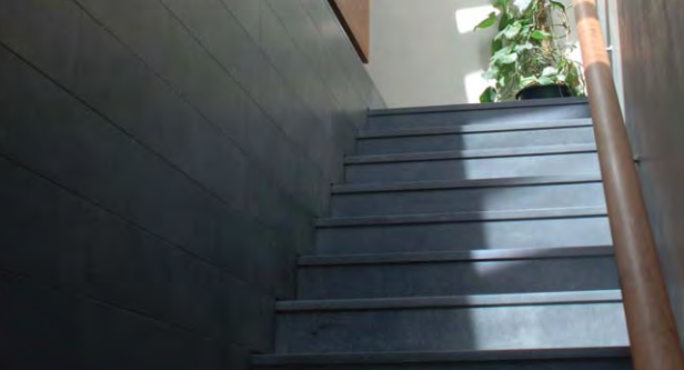 The material was limited to the black American walnut, volcanic blue Irish limestone and a natural lime plaster