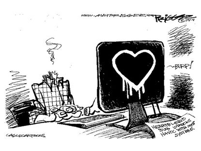 Editorial cartoon Heartbleed destroys systems