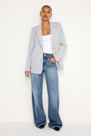 Essential Suiting Oversized Blazer | Heather Grey001