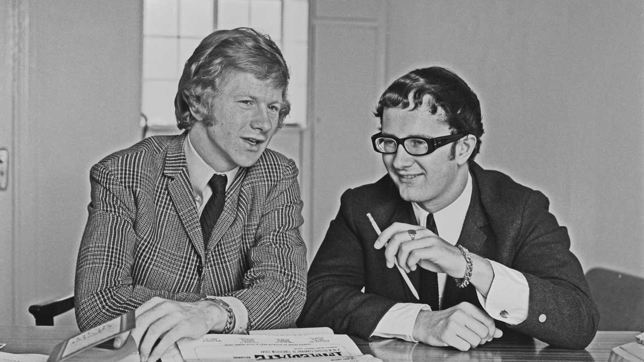 Andrew Loog Oldham and Tony Calder at the Immediate Records office