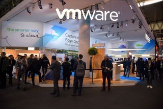 VMware branding pictured during the Mobile World Congress Barcelona 2023