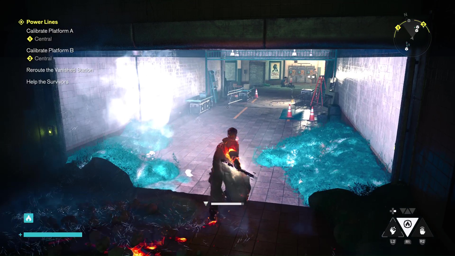 Dylan finds the Survivors during the Power Lines quest in Control Resonant