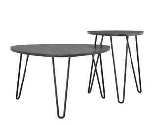 Nesting coffee tables in black marble effect finish