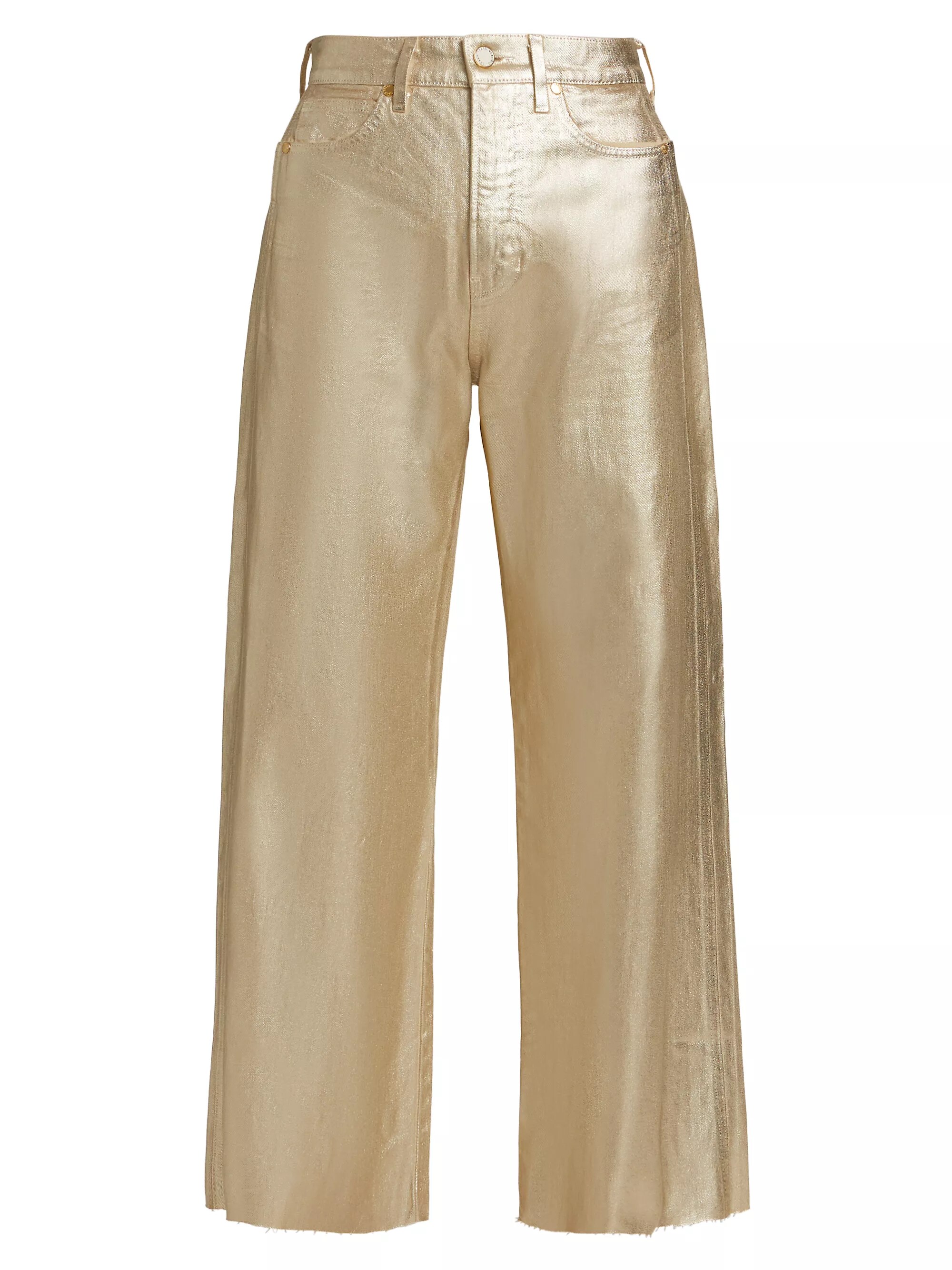 Taylor Metallic Cropped High-Rise Wide-Leg Jeans