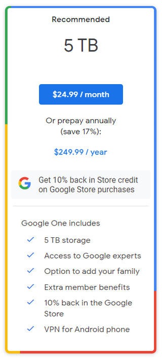 Google One 5tb Storage Plan