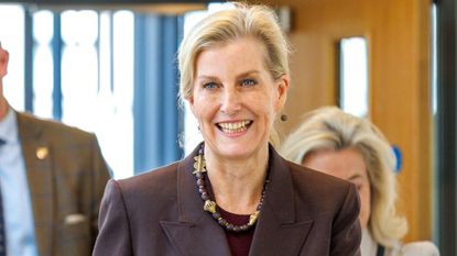Sophie, Duchess of Edinburgh smiles during a visit to the Bloomfield Walkways Community Centre