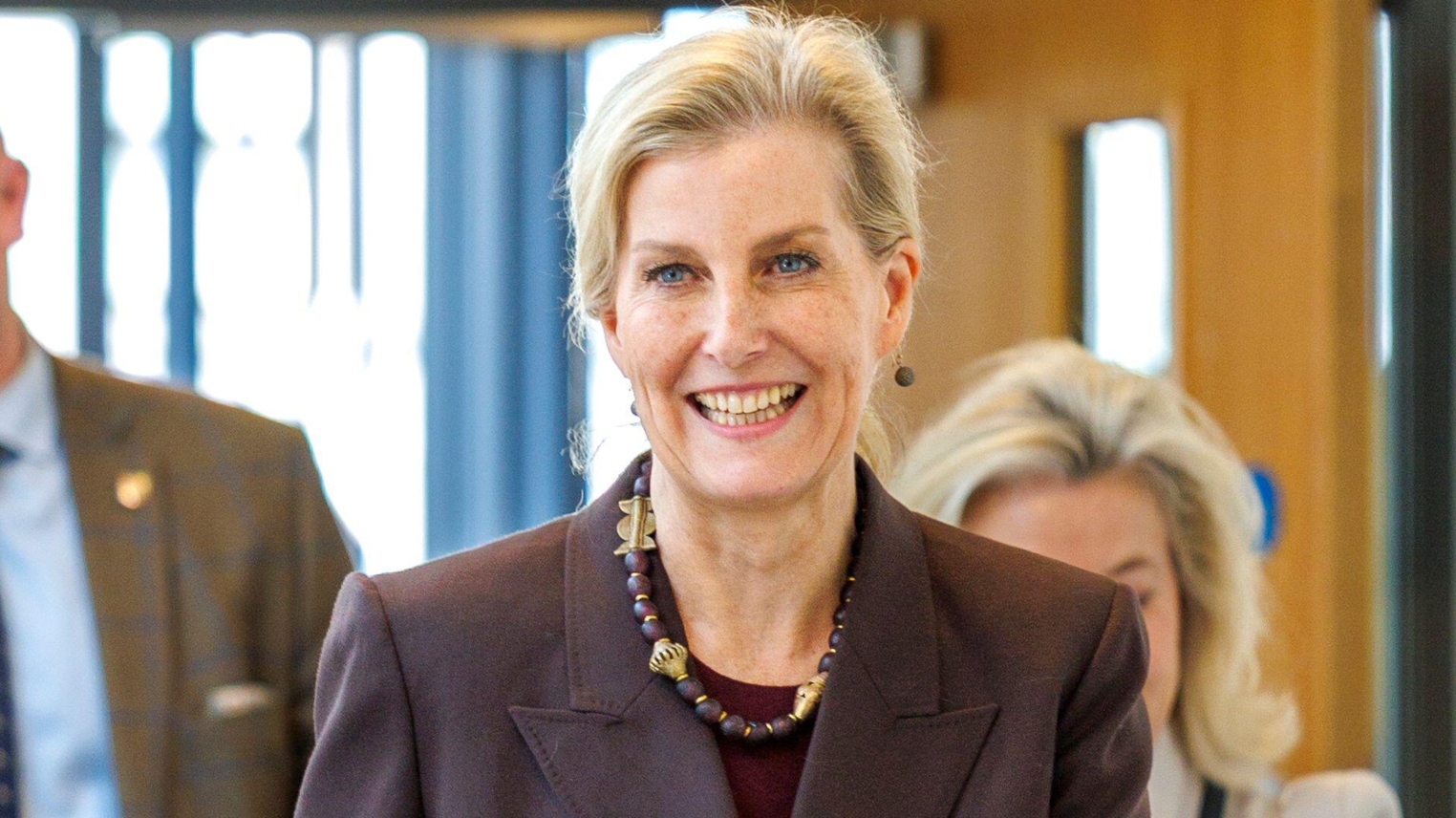 Sophie, Duchess of Edinburgh smiles during a visit to the Bloomfield Walkways Community Centre