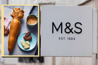 M&S logo with drop in of M&S Easter Egg carrot - M&S' very rude Easter 'egg'