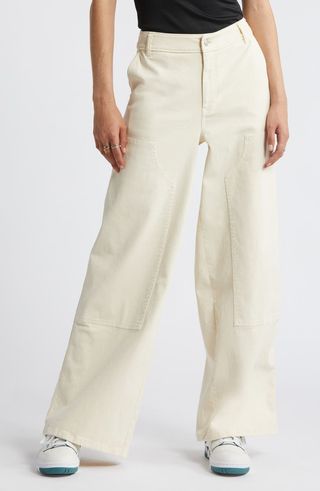 Mid Rise Wide Leg Twill Carpenter Pants