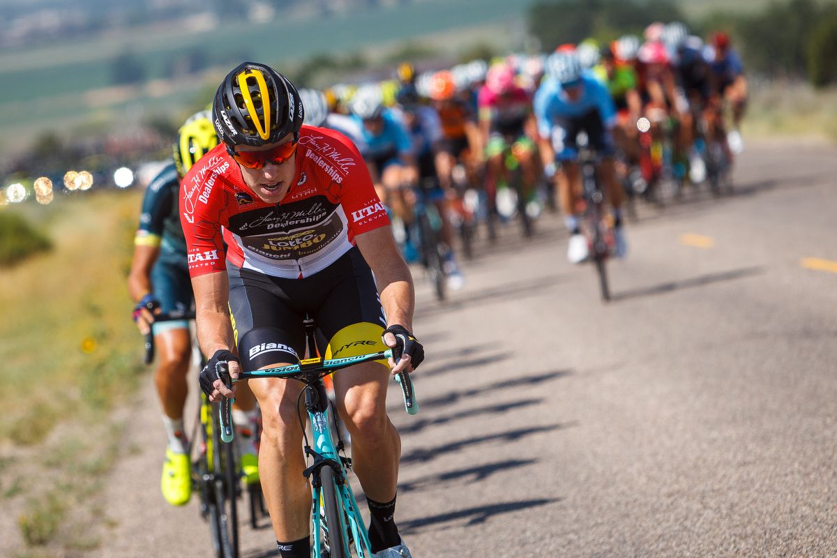 Pascal Eenkhoorn (LottoNL-Jumbo) on the attack during stage 1 at the Tour of Utah