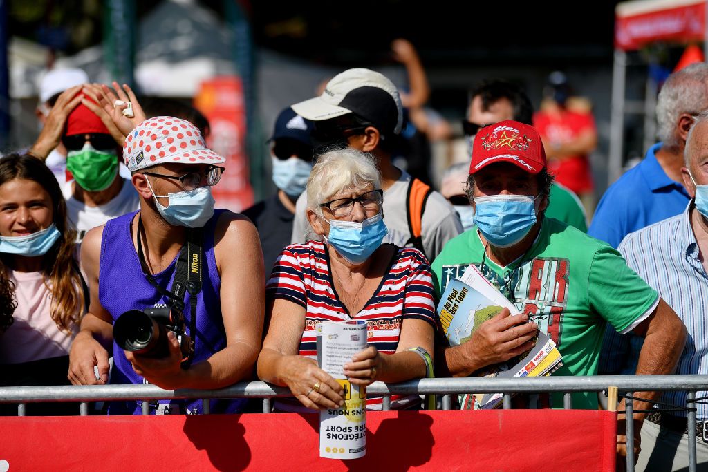 BEZIERS FRANCE AUGUST 01 Start Public Fans Covid Safe measures during the 44th La Route dOccitanie La Depeche du Midi 2020 Stage 1 a 187km stage from Saint Affrique to Cazouls ls Bziers RouteOccitanie RDO2020 on August 01 2020 in Beziers France Photo by Justin SetterfieldGetty Images