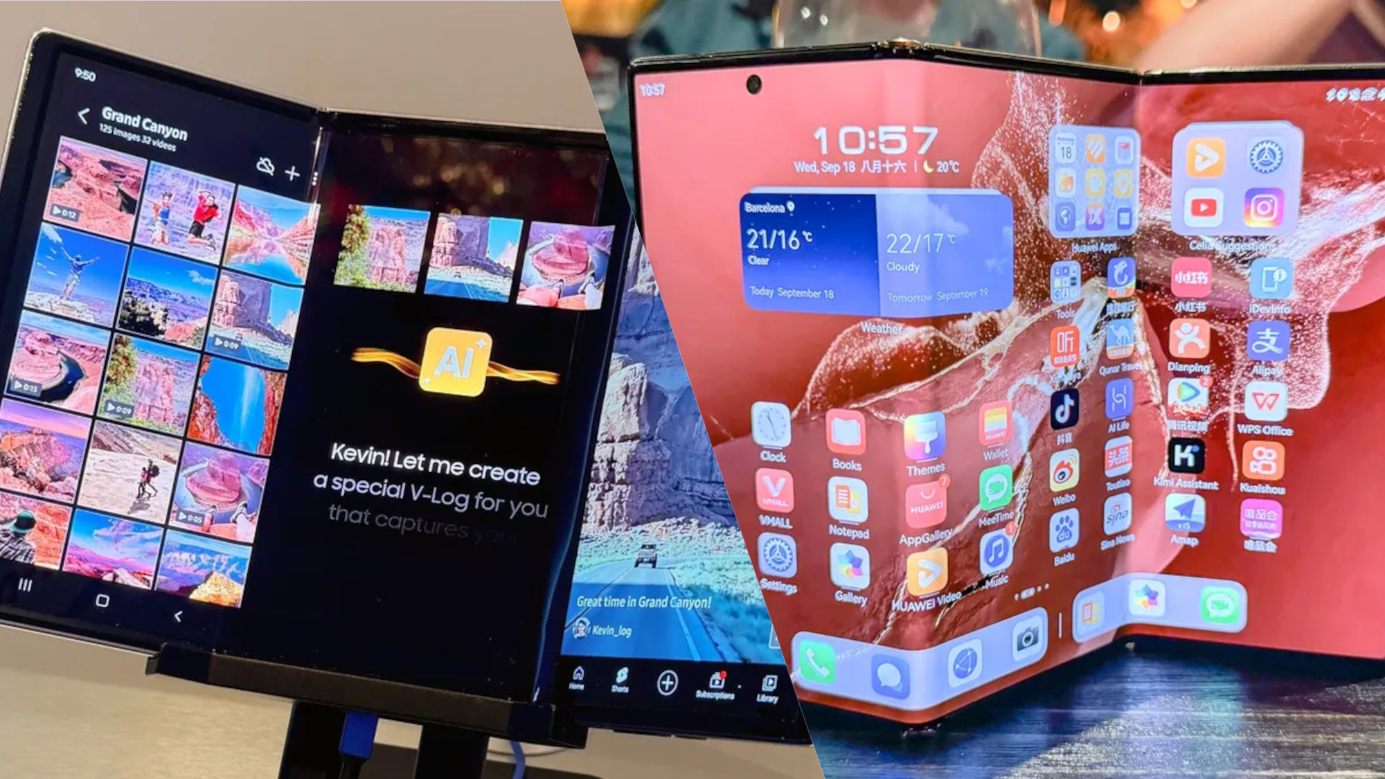 Galaxy G Fold concept vs Huawei Mate XT