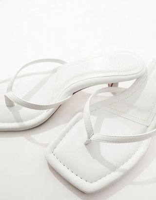 Asos Design Heatwave Toe Thong Kitten Heeled Sandals in White