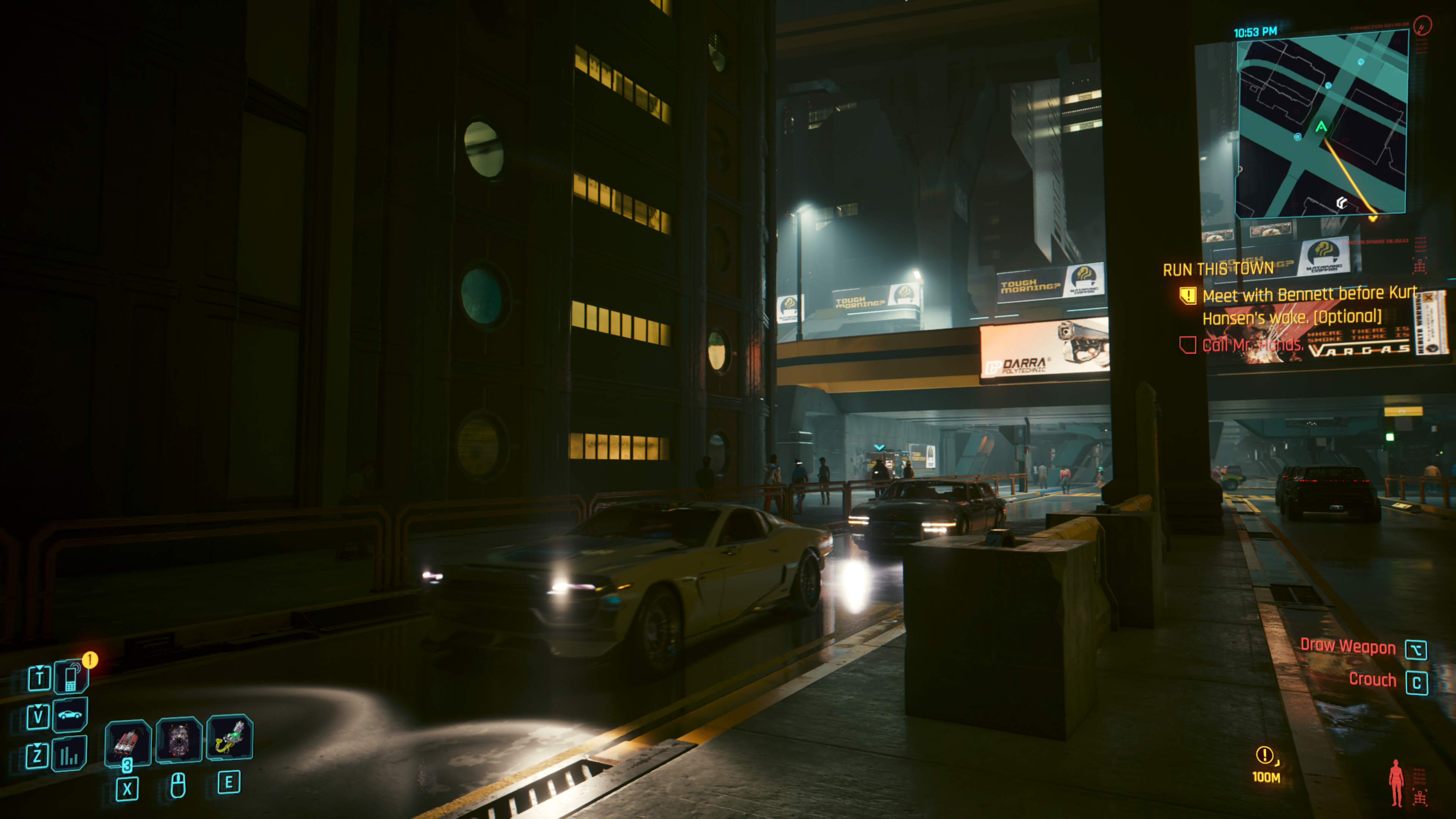 screenshot of Cyberpunk 2077 running on the Mac Studio