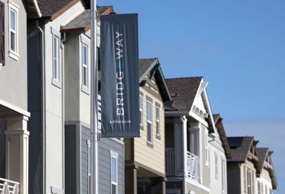 A banner hanging at a Lennar Bridgeway home development in Newark, California