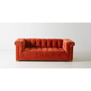orange velvet couch
