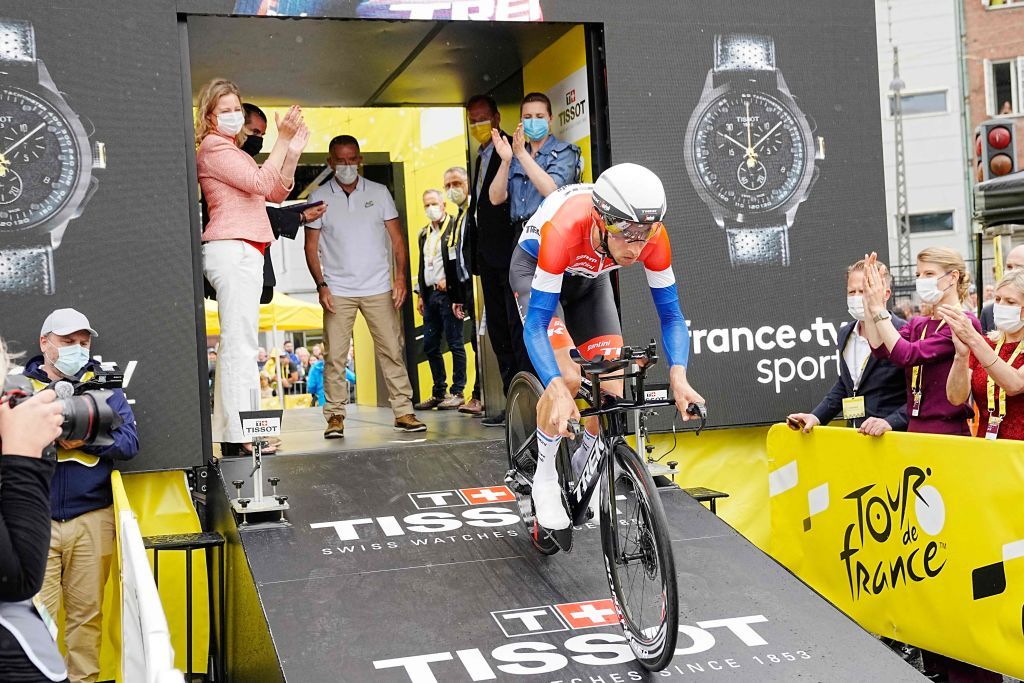 TrekSegafredo teams Dutch rider Bauke Mollema takes the start of the 1st stage of the 109th edition of the Tour de France cycling race 132 km individual time trial stage in Copenhagen on July 1 2022 Denmark OUT Photo by Bo Amstrup Ritzau Scanpix AFP Denmark OUT Photo by BO AMSTRUPRitzau ScanpixAFP via Getty Images
