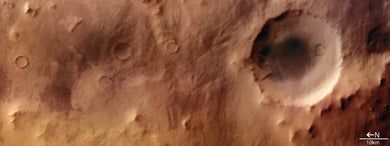 A crater in Mars&#039;s southern highlands. 