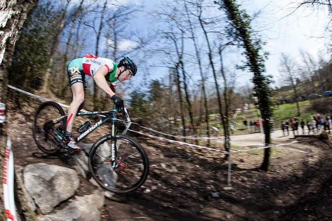 Gerhard Kerscbaumer (TX Active Bianchi) riding in Bad Sackingen