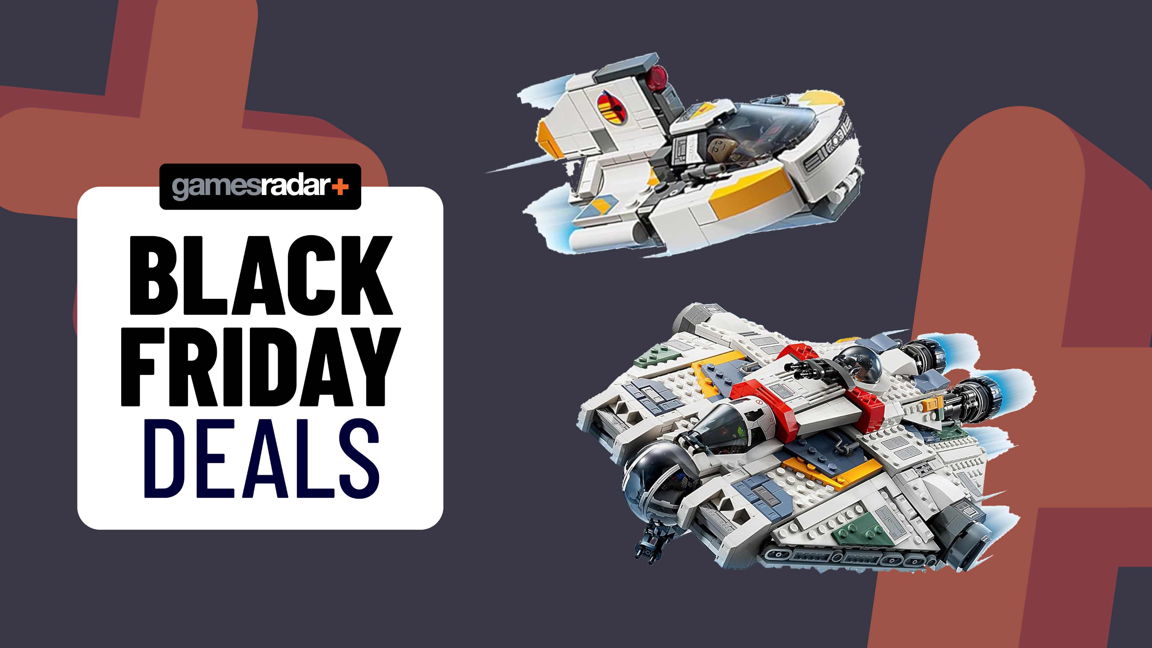 A sign saying &#039;Black Friday deals&#039; next to the Lego Star Wars Ghost &amp; Phantom II ships.