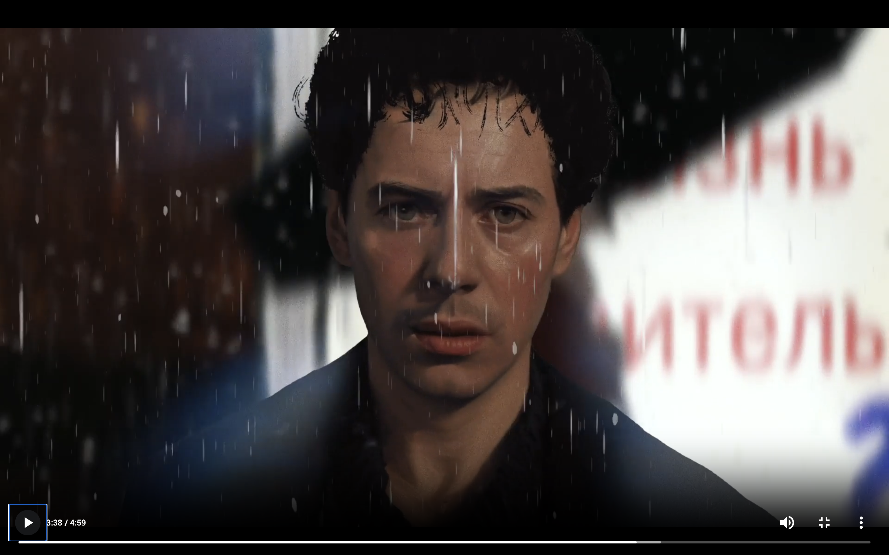 Still of a man in the rain from Egor Kharlamov's short film One Way.