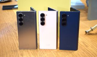 [Embargoed] a photograph of 3 Samsung Galaxy Z Fold 6 phones