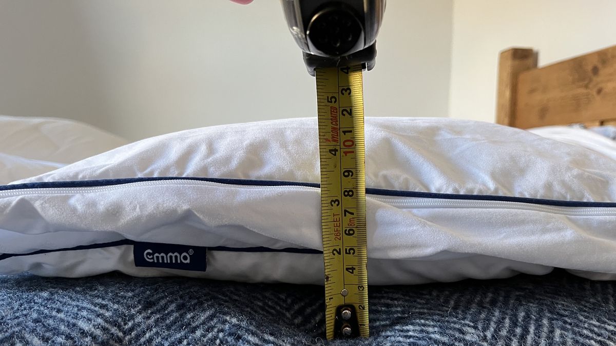 emma premium microfibre pillow with thinner insert in place
