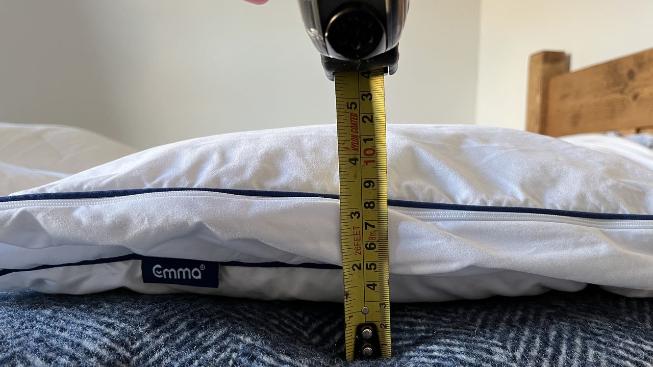 emma premium microfibre pillow with thinner insert in place