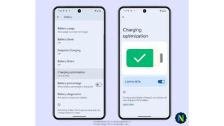 Google Pixle charging options in Android 15