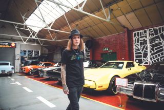 Garage rocker: Alexi shares a love of muscly riffs and muscle cars