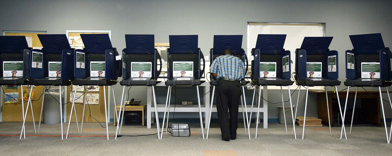 A man casts a ballot in Florida.