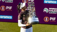 Patty Tavatanakit with the Saudi Ladies International trophy