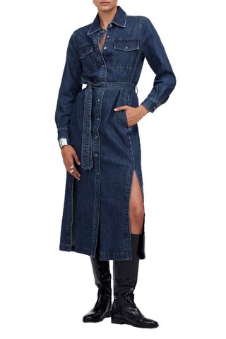 Madewell Denim Tie-Waist Midi Shirtdress in Avenida Wash