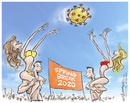 Editorial Cartoon U.S. Spring Break 2020 coronavirus beach ball