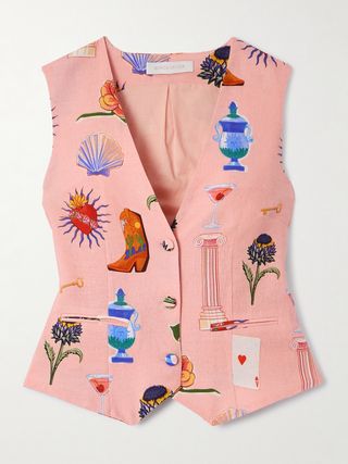 Fern Printed Linen and Cotton-Blend Vest